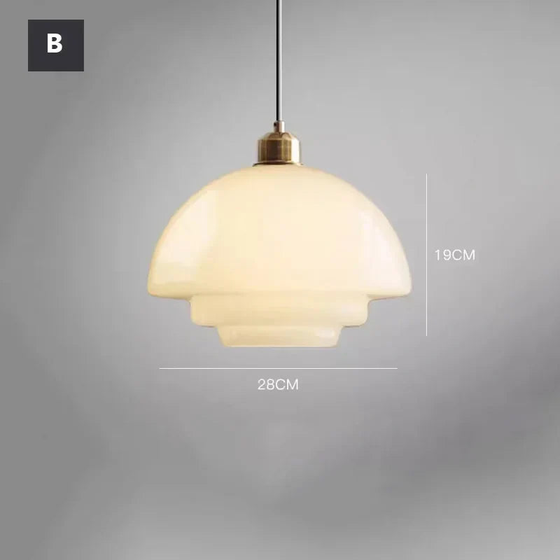 Suspension Nordique Verre Crème Élégante
