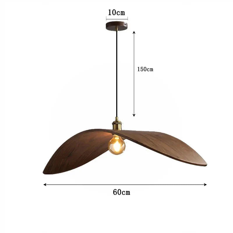 Suspension Bois Moderne Chapeau Sculpté