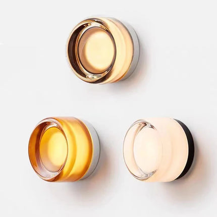 Runde Acryl-Wandleuchte mit rauchigem Vintage-Schimmer