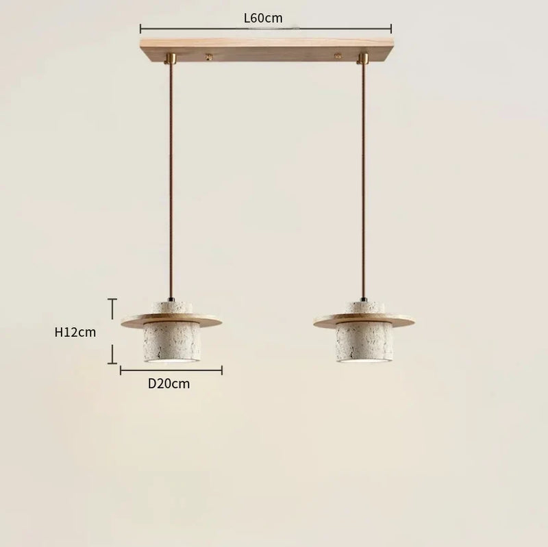 Suspension Travertin Naturel et Bois