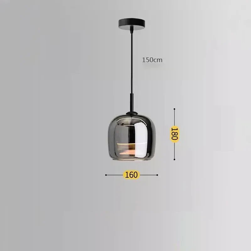 Suspension Nordique Verre Noir Moderne