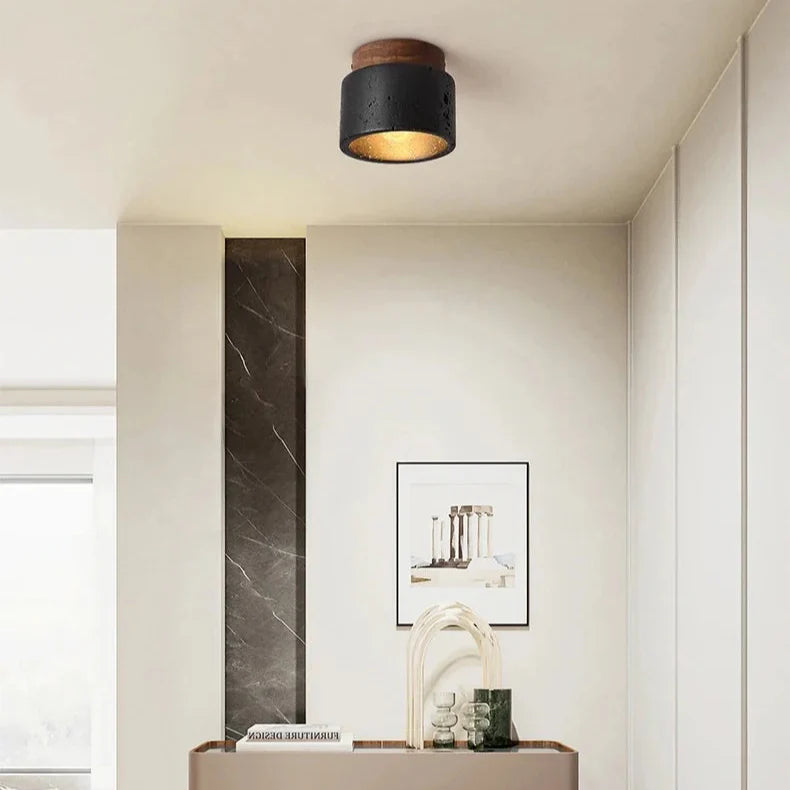 Plafonnier LED Travertin Noir Moderne