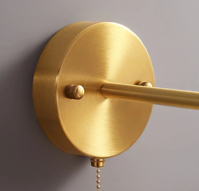 Vintage copper wall lamp with compact ribbed ceramic shade