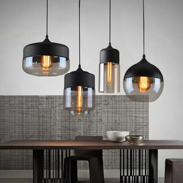 Suspension Nordique Verre Noir LED