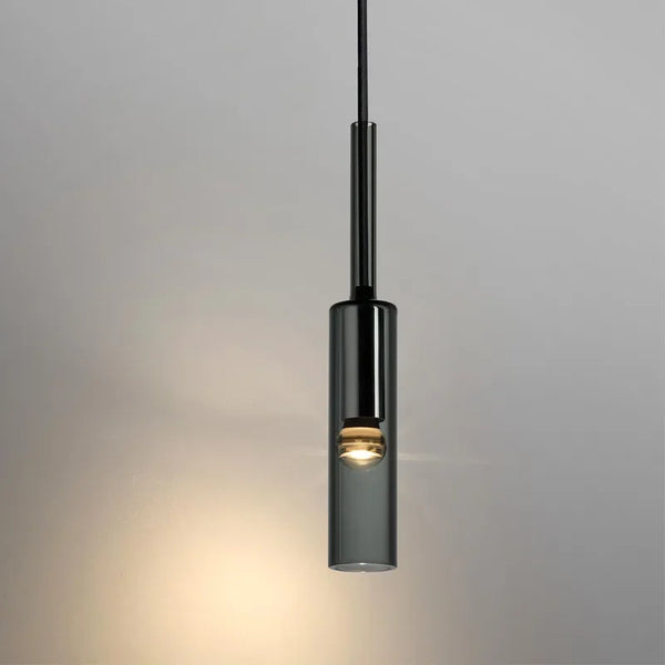 Suspension Tube Verre Noir Moderne