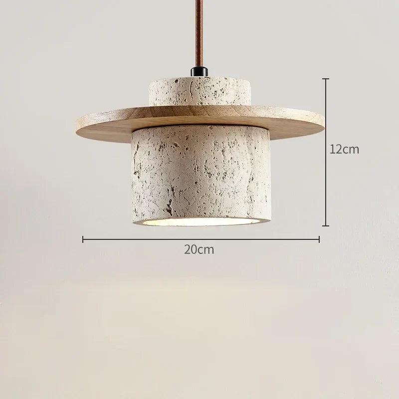 Suspension Travertin Naturel et Bois