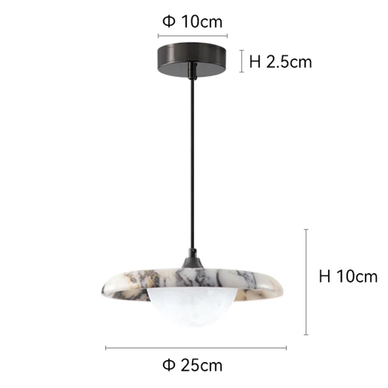 Suspension Plate Marbre Noir LED