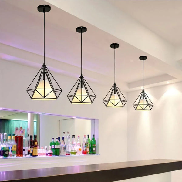 Suspension Industrielle Cage LED Colorée