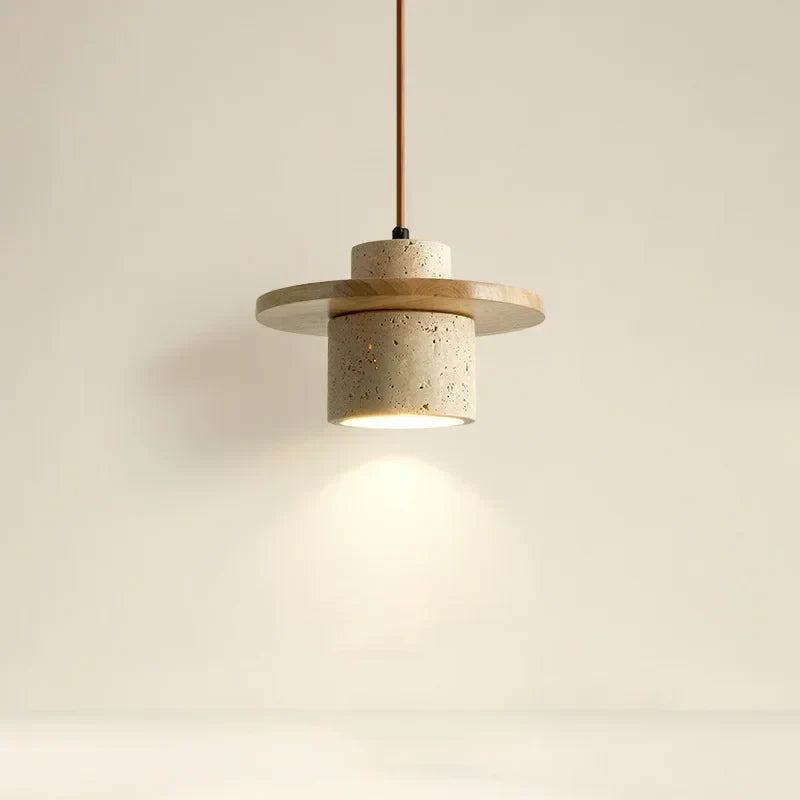 Suspension Travertin Naturel et Bois