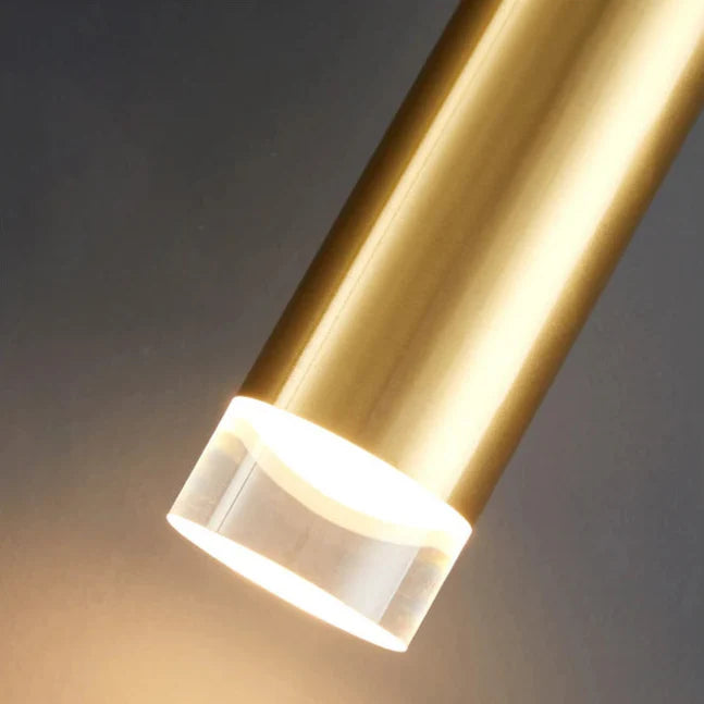 Suspension Tube Doré Design Moderne
