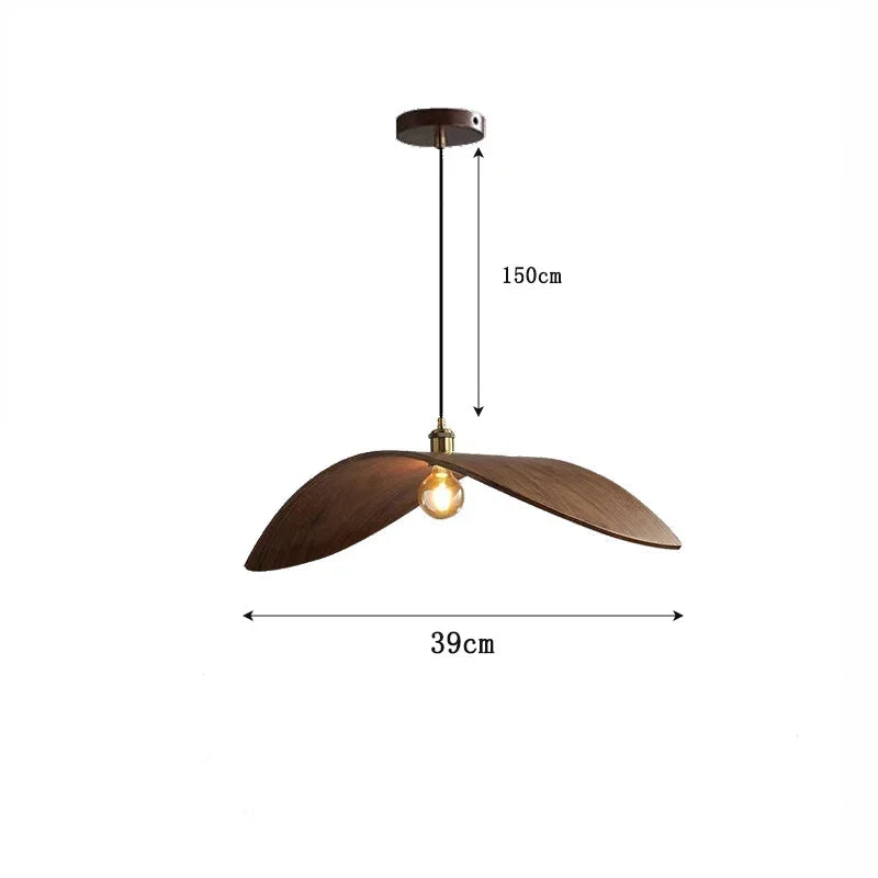 Suspension Bois Moderne Chapeau Sculpté
