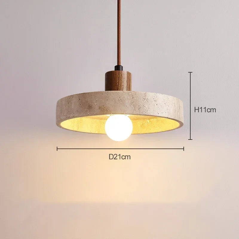 Suspension Circulaire Travertin et Bois