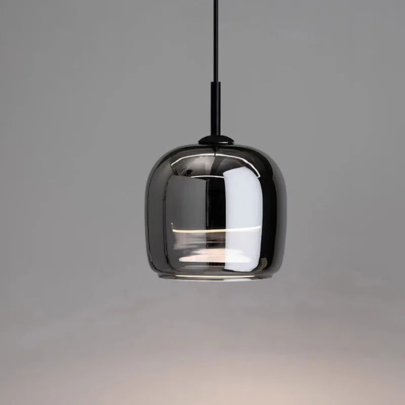 Suspension Nordique Verre Noir Moderne