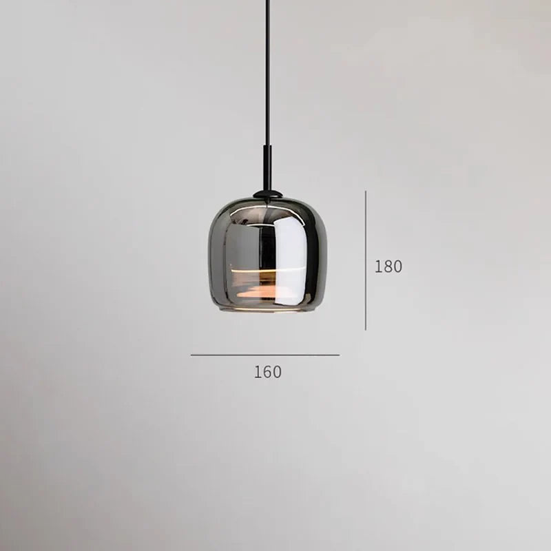 Suspension Nordique Verre Noir Moderne