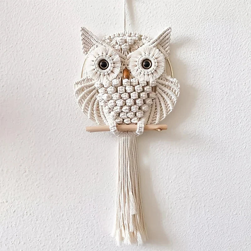 Hibou Décoratif en Macramé Bohème