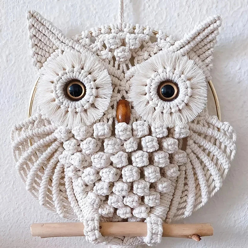 Hibou Décoratif en Macramé Bohème