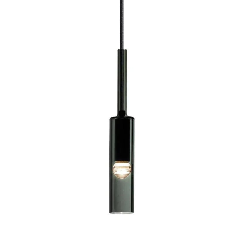 Suspension Tube Verre Noir Moderne