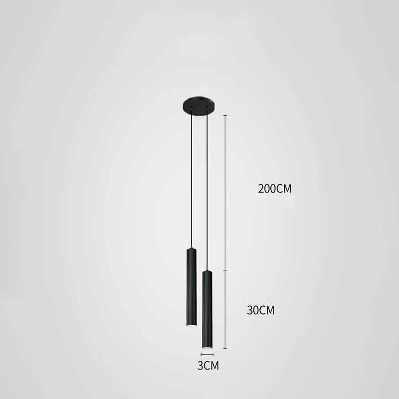 Suspension Tube Nordique Noir LED