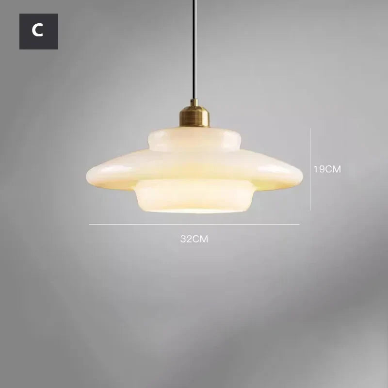 Suspension Nordique Verre Crème Élégante