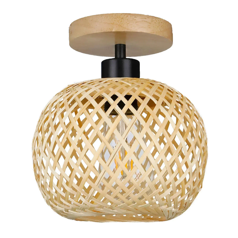 Plafonnier Bambou Tissé Main Naturel