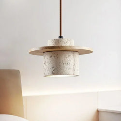 Suspension Travertin Naturel et Bois