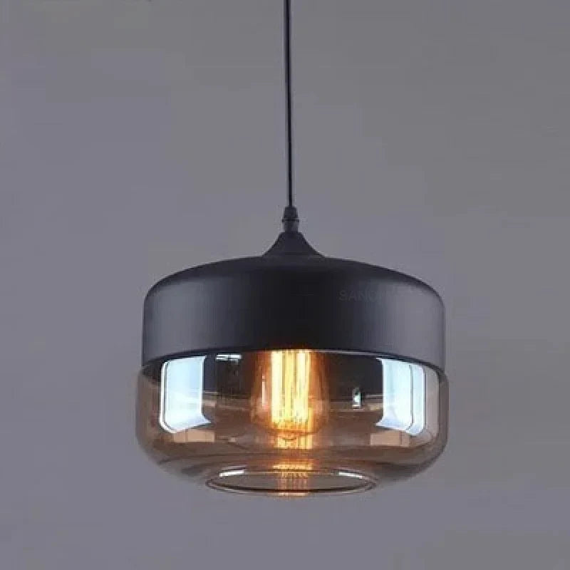 Suspension Nordique Verre Noir LED
