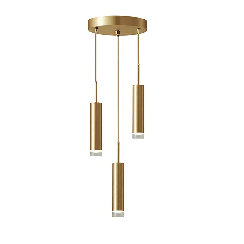 Suspension Tube Doré Design Moderne