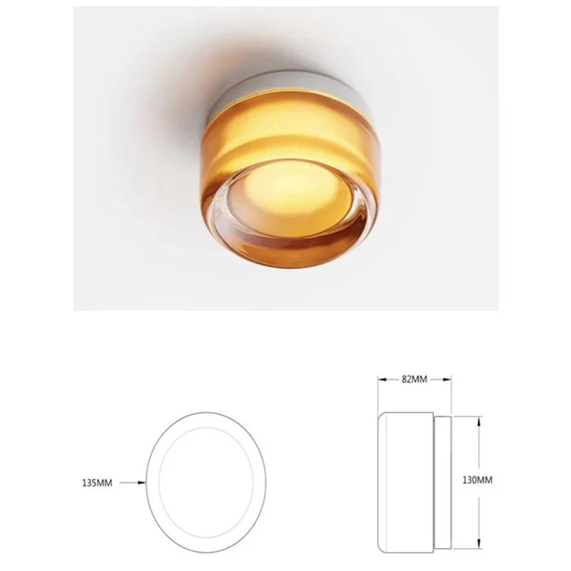Round acrylic wall lamp with warm vintage glass light
