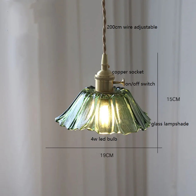 Vintage Hängeleuchte aus geriffeltem Glas mit Messingfassung