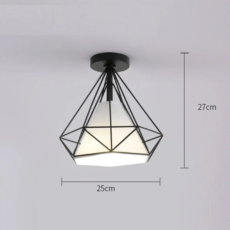 Plafonnier Fer Vintage Cage Industrielle
