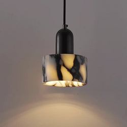 Suspension Circulaire Marbre Noir Moderne