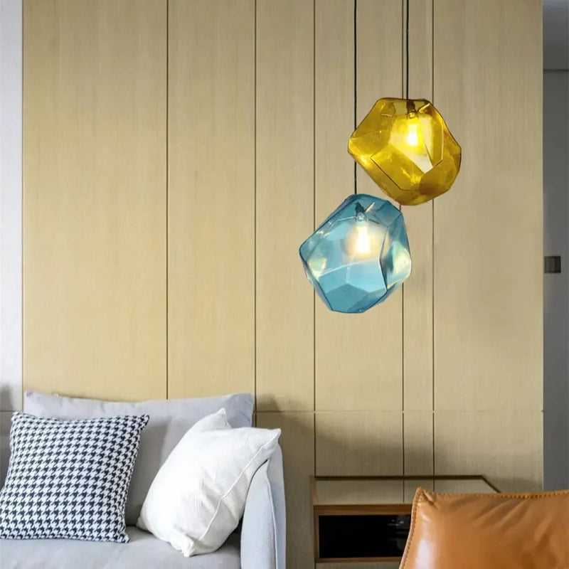 Suspension Verre Pierre Moderne Colorée
