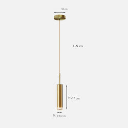 Suspension Tube Doré Design Moderne