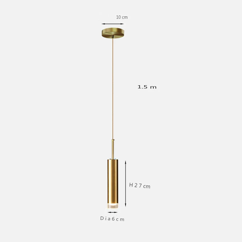 Suspension Tube Doré Design Moderne