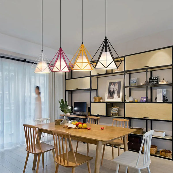 Suspension Industrielle Cage LED Colorée