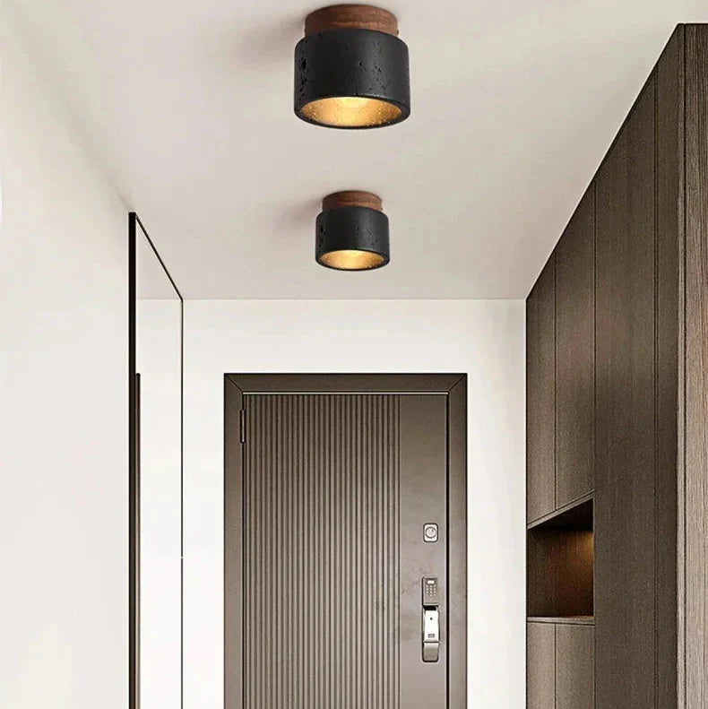Plafonnier LED Travertin Noir Moderne