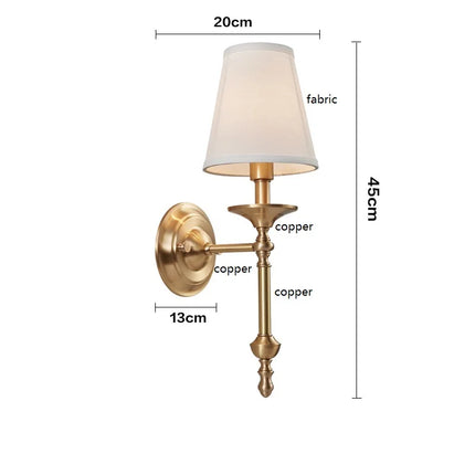 Vintage copper wall lamp with fabric shade for a warm ambience