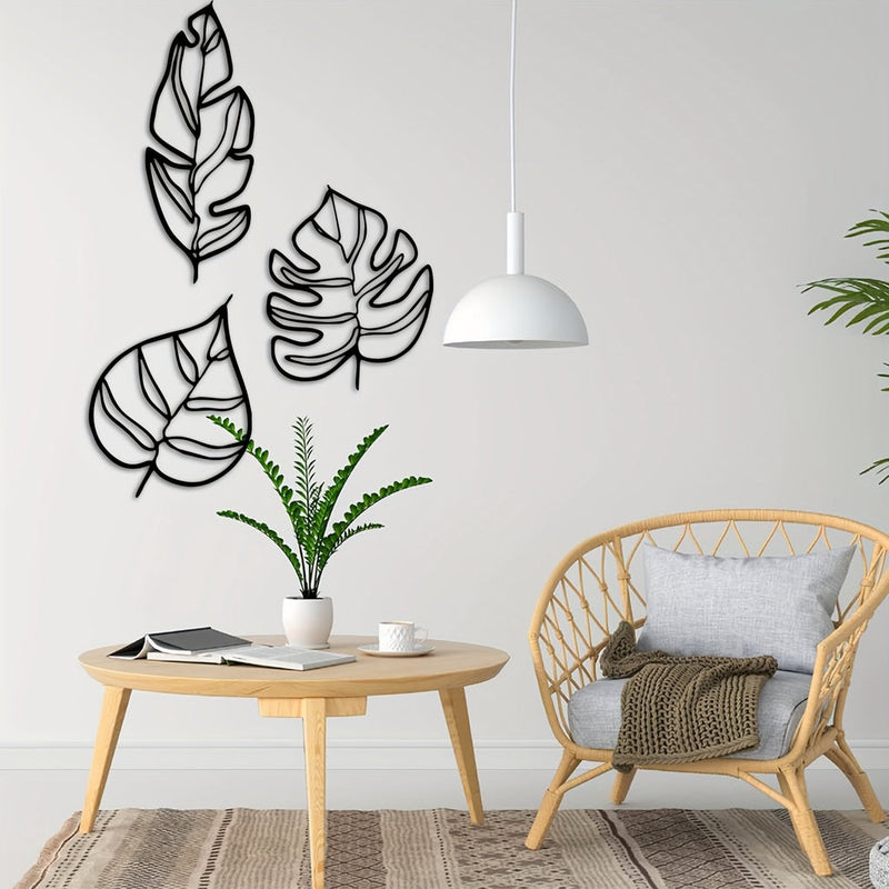 Décoration Murale 3 Feuilles Métal Moderne