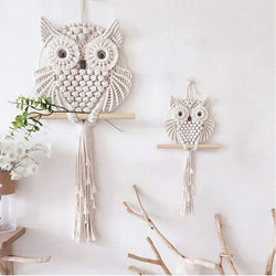 Hibou Décoratif en Macramé Bohème