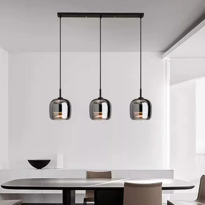 Suspension Nordique Verre Noir Moderne
