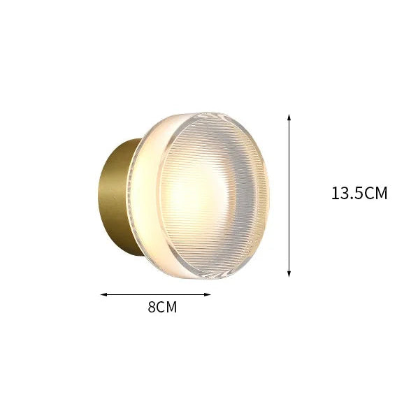 Runde Acryl-Wandleuchte mit feinem Vintage-Rillenlicht