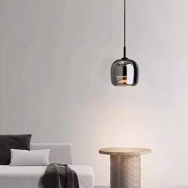 Suspension Nordique Verre Noir Moderne