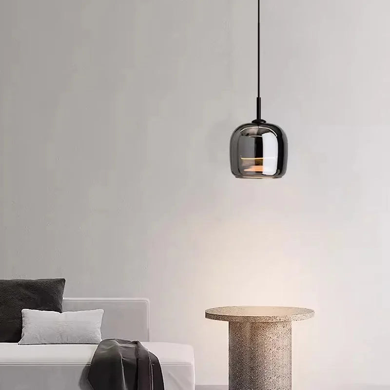 Suspension Nordique Verre Noir Moderne