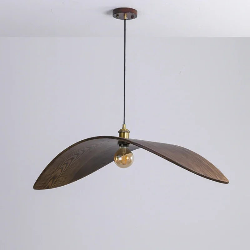 Suspension Bois Moderne Chapeau Sculpté