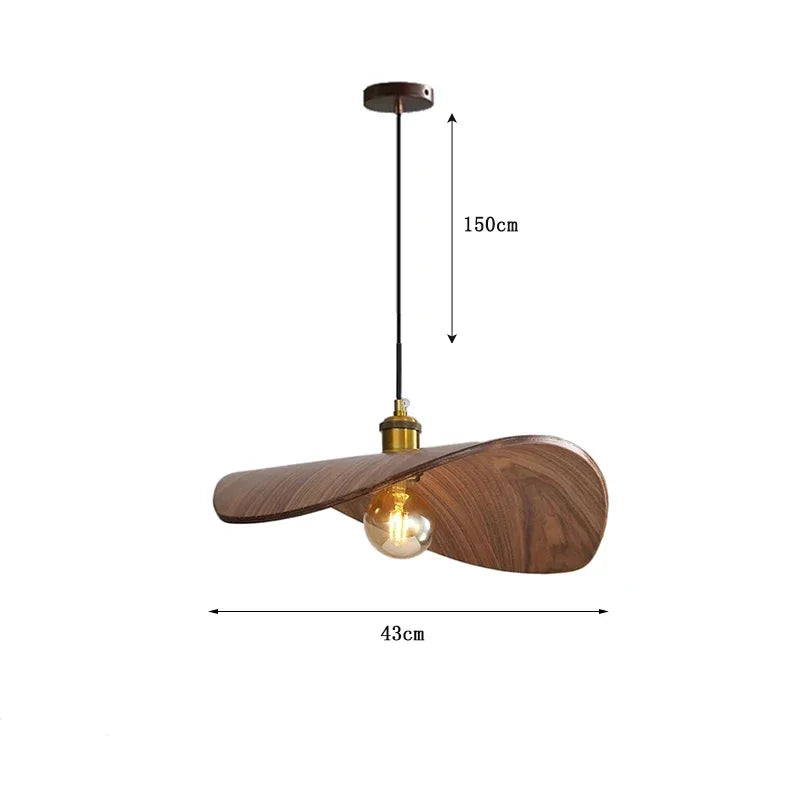 Suspension Bois Moderne Chapeau Sculpté