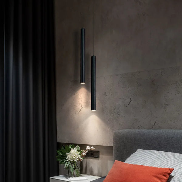 Suspension Tube Nordique Noir LED