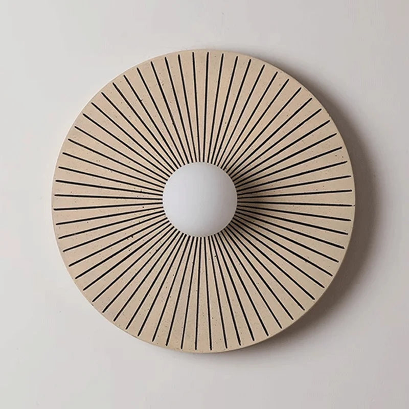 Applique Murale Circulaire Bois Massif Rétro