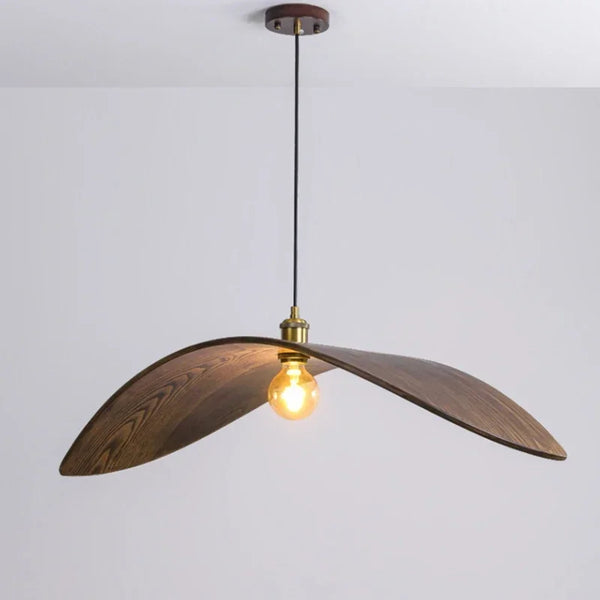 Suspension Bois Moderne Chapeau Sculpté