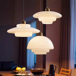 Suspension Nordique Verre Crème Élégante