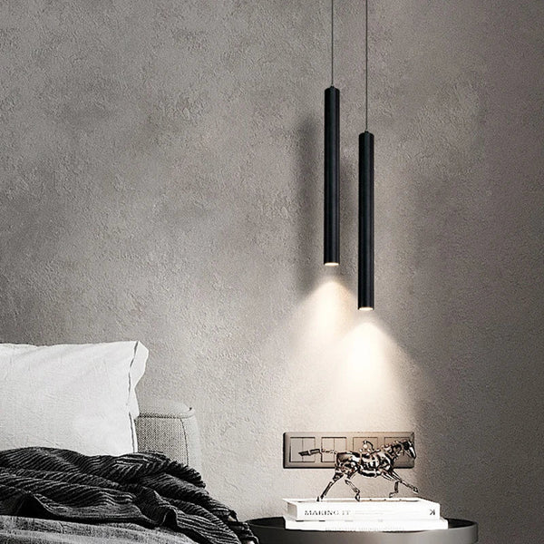 Suspension Tube Nordique Noir LED